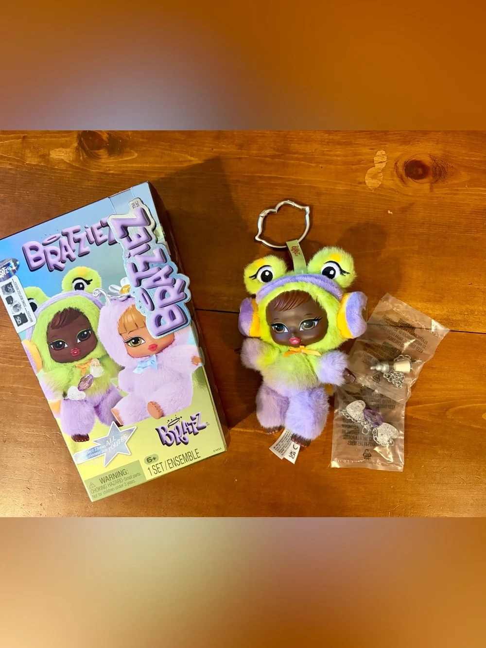 Bratziez Plush Keychain Doll in Lime Green & Lavender